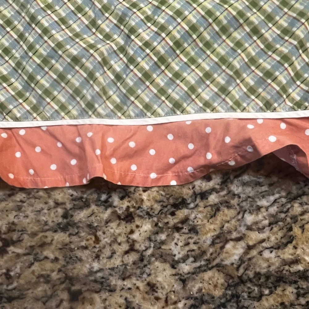 Vintage Style Mixed Print Half‎ Apron Plaid Polka Dot Floral Ruffle Farmhouse